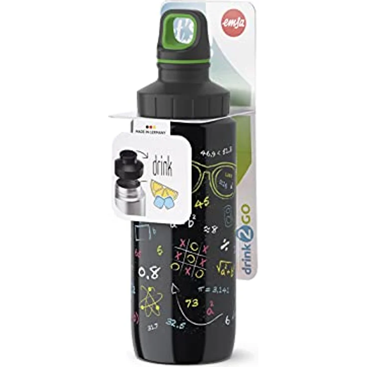 Emsa Light Steel 518351 Edelstahl Trinkflasche, 0,6 Liter, Schraubverschluss, Nerds – Bild 6