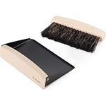 Navaris Tischkehrset aus Holz und Metall - Tischbesen und Schaufel - Mini Handfeger Besen und Kehrblech - Tischbürste Tischkehrer - Kehrset Schwarz