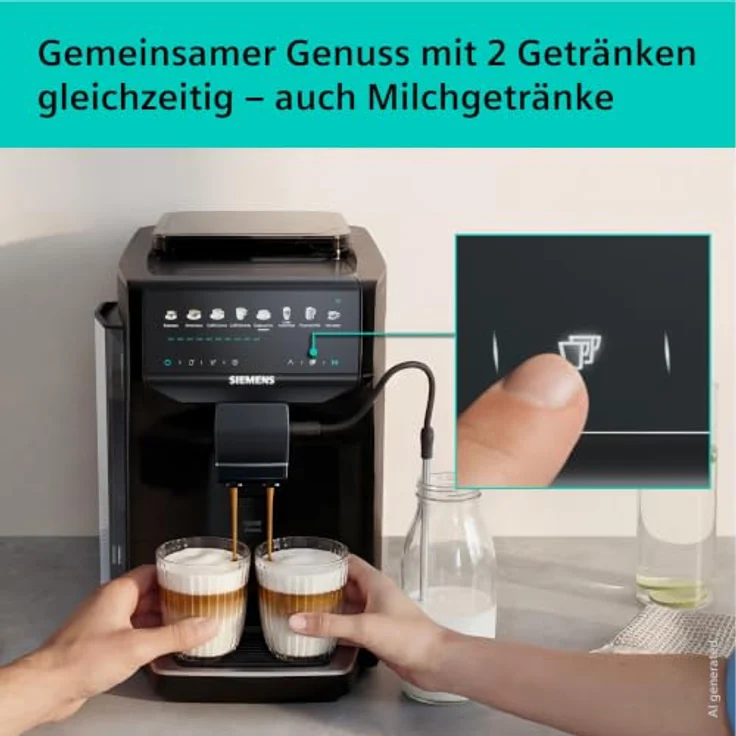 Siemens Kaffeevollautomat EQ500 iAroma TP553E19, schwarz, 8 Getränke auf Knopfdruck, intuitives Touch-Display, automatische Reinigungsprogramme – Bild 5