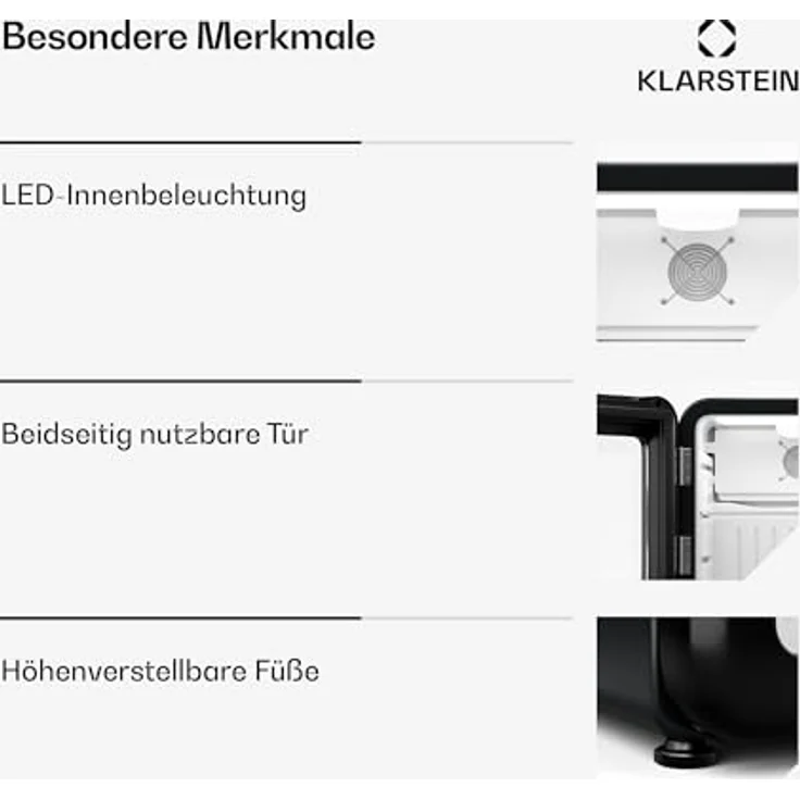 Klarstein Audrey Evo Getränkekühlschrank, 46 Liter, mit Glastür, retro schwarz, energieeffizient Klasse C – Bild 6