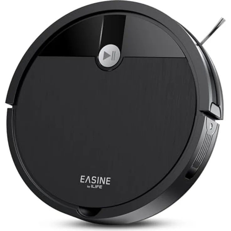EASINE E3 Saugroboter, Bürstenloses Design, Starkes Saugen, Selbstladend, Flach, Geeignet für Tierhaare & Hartböden, mit Fernbedienung