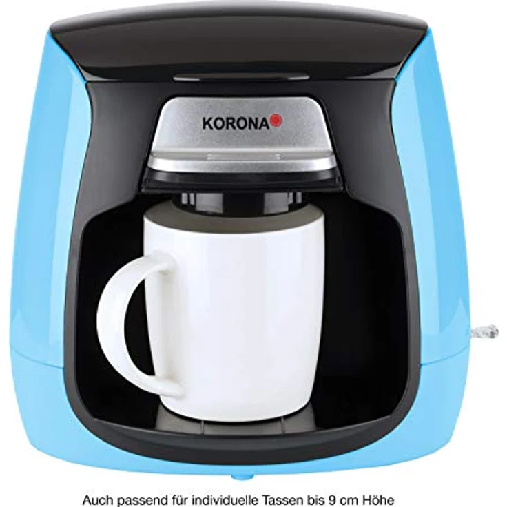 Korona 12207 Kompakt-Kaffeemaschine - Blau - Schwarz, inkl. 2 Keramik-Tassen - Permanent-Filter - 2 Tassen Kaffeeautomat - Mini-Kaffeeautomat – Bild 7