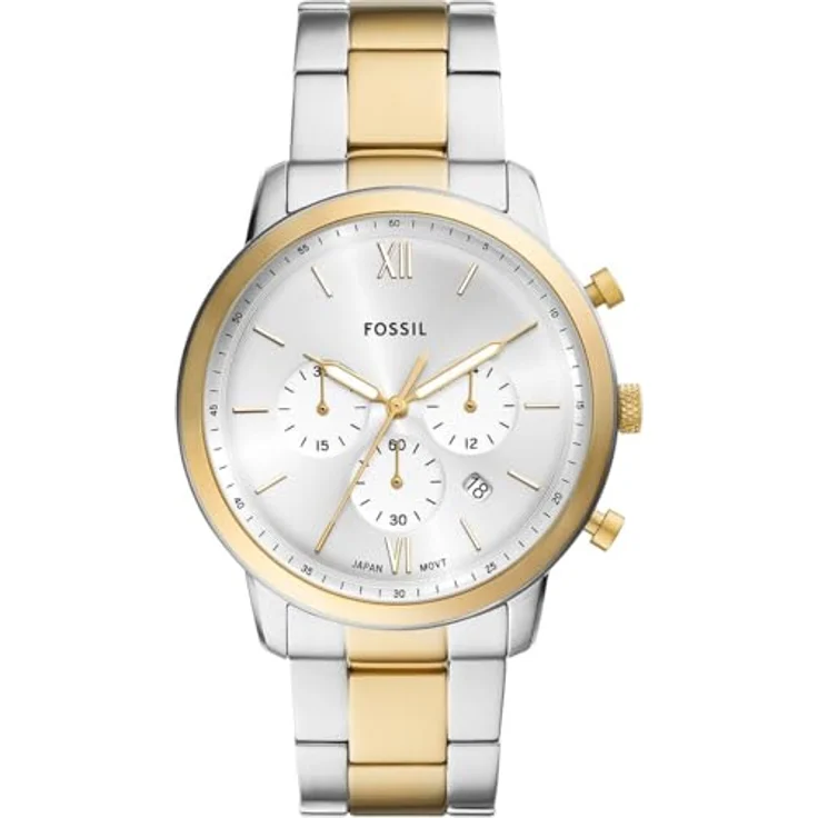 Fossil Herren Analog Quarz Uhr mit Edelstahl Armband FS6112, Silber/Zweifarbig, wasserdicht bis 50m – Bild 1