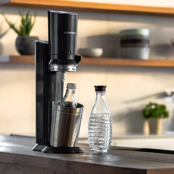 SodaStream Crystal 3.0 Wassersprudler mit 1x Quick-Connect CO2-Zylinder und 2X Glaskaraffen, Silber, Schwarz, Titan, 45 cm – Bild 5