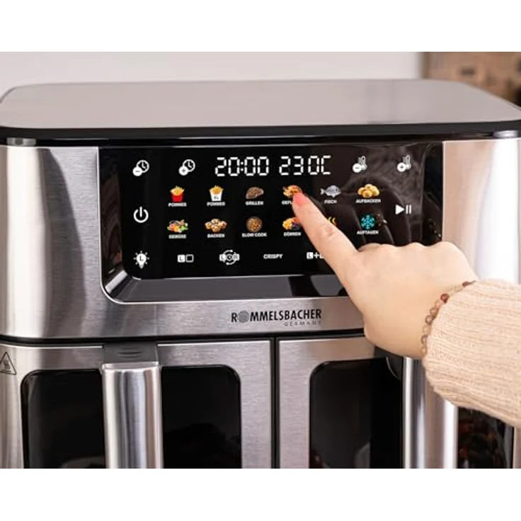 Rommelsbacher FRH 2650 Doppel Heißluft Fritteuse, 2 Körbe à 5,5 Liter, 12 Programme, Sichtfenster, PFAS-frei, Edelstahl mit Anti-Fingerabdruck Beschichtung – Bild 3
