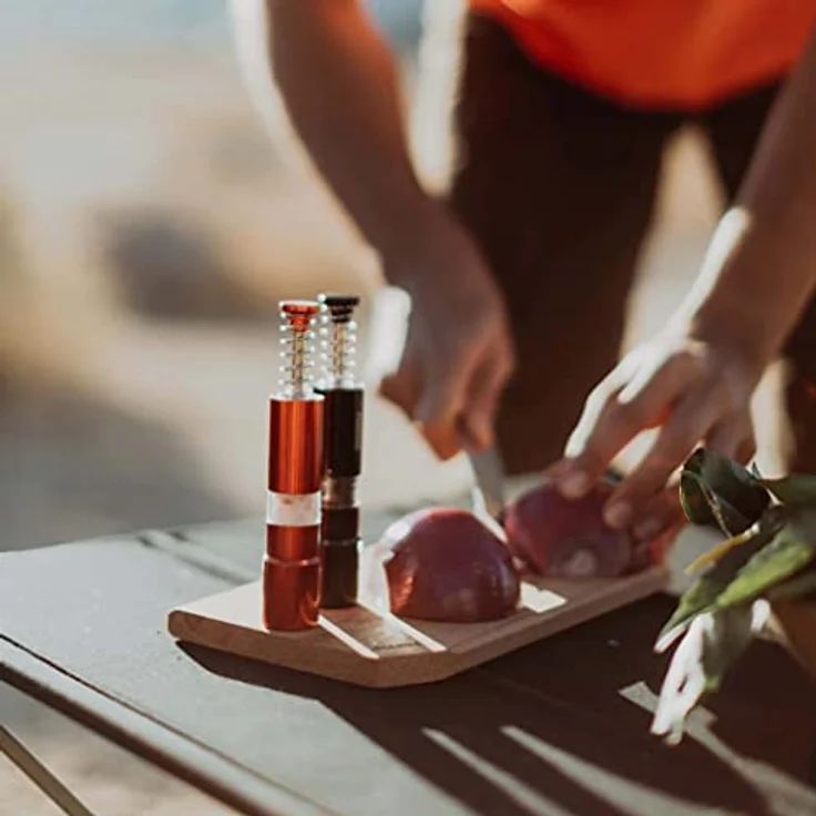 Primus Salt and Pepper Mill, Set aus Aluminium mit einhändiger Bedienung, Schwarz-Rot – Bild 8