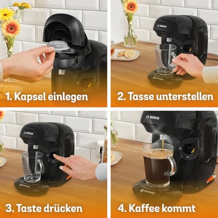 TASSIMO TAS112E Kapselmaschine in Recycled Black, 1400 W Leistung – Bild 5