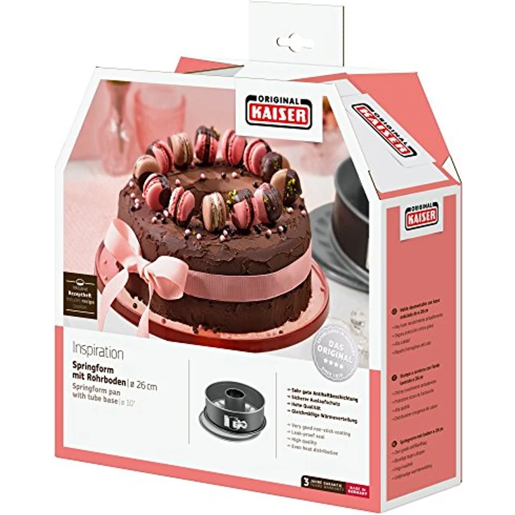 Kaiser Inspiration Springform 26 cm rund, 2 Böden, Flach- und Rohrboden, runde Backform, antihaftbeschichtet, auslaufsicher, mit Rezept – Bild 12