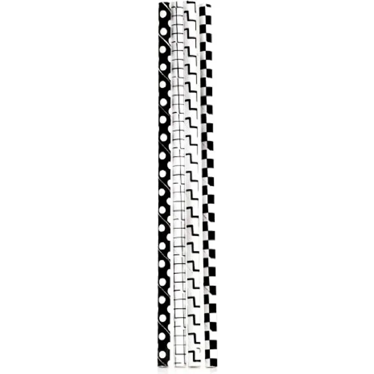 Kikkerland CU205-A Papierstrohhalme Paper Straws, schwarz weiß
