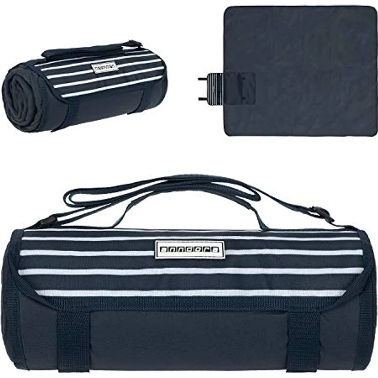 Mit Picknickdecke Navy und Picknickdecke  anndora Picknickrucksack 15 tlg. Zubehör und Picknickdecke blau weiß gestreift – Bild 6