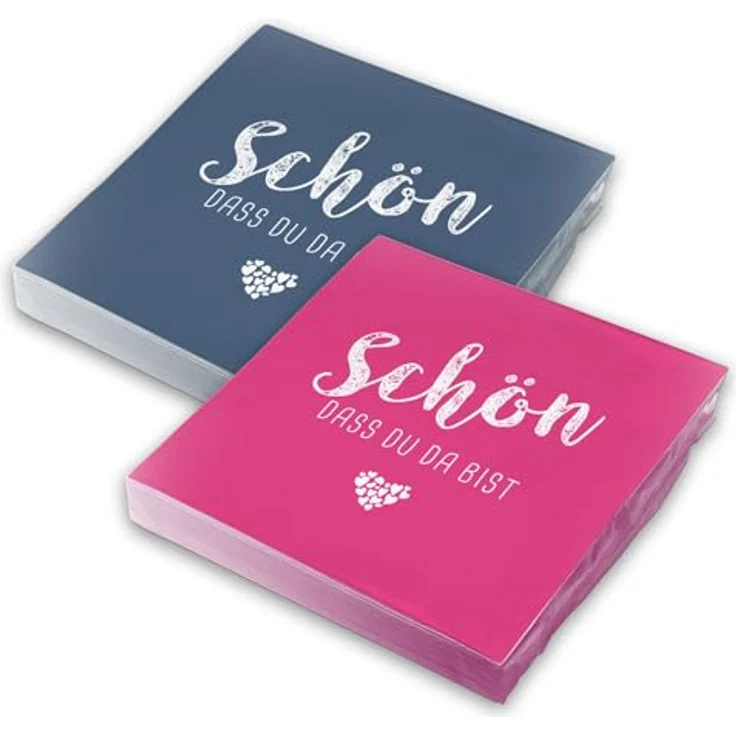 itenga Servietten Schön dass du da bist, 3-lagig, 30 x 30 cm, MixPack 40 Stück (20x Dunkelblau, 20x Pink) für Kommunion, Konfirmation, Hochzeit und Taufe – Bild 1