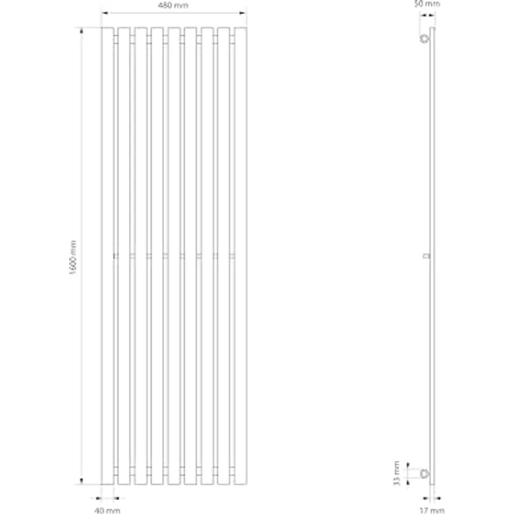 LuxeBath Stella Paneelheizkörper 480x1600 mm, Weiß, mit Thermostat und platzsparendem Design für zentrale Heizungen – Bild 2