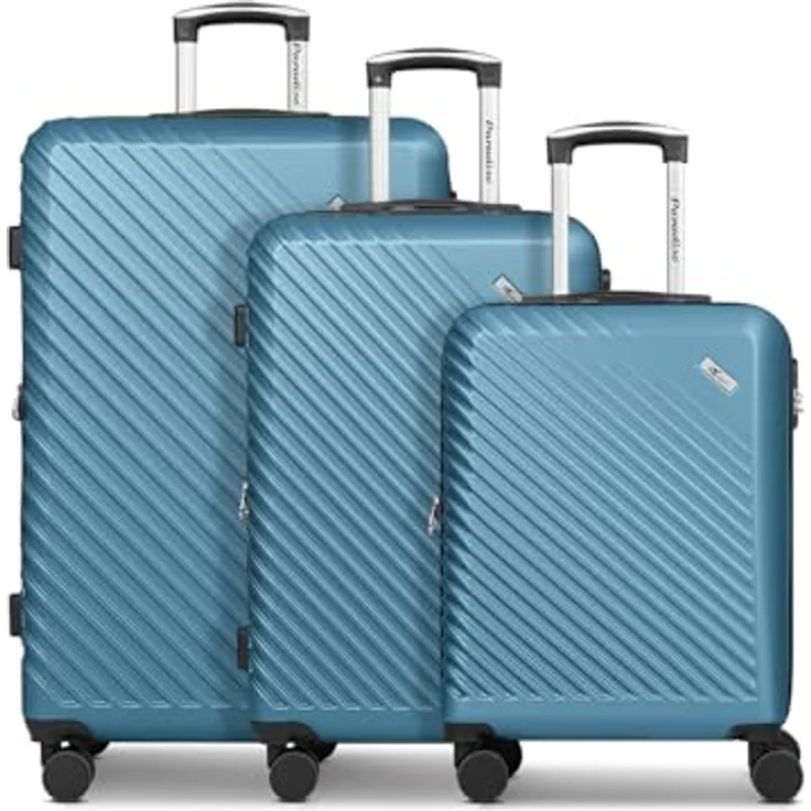 CHECK.IN Paradise 2.0 Koffer-Set 3-teilig, Reise-Trolleys aus stoßfestem ABS, erweiterbar, Teleskopgriff, 52 x 30 x 78 cm, schwarz – Bild 1