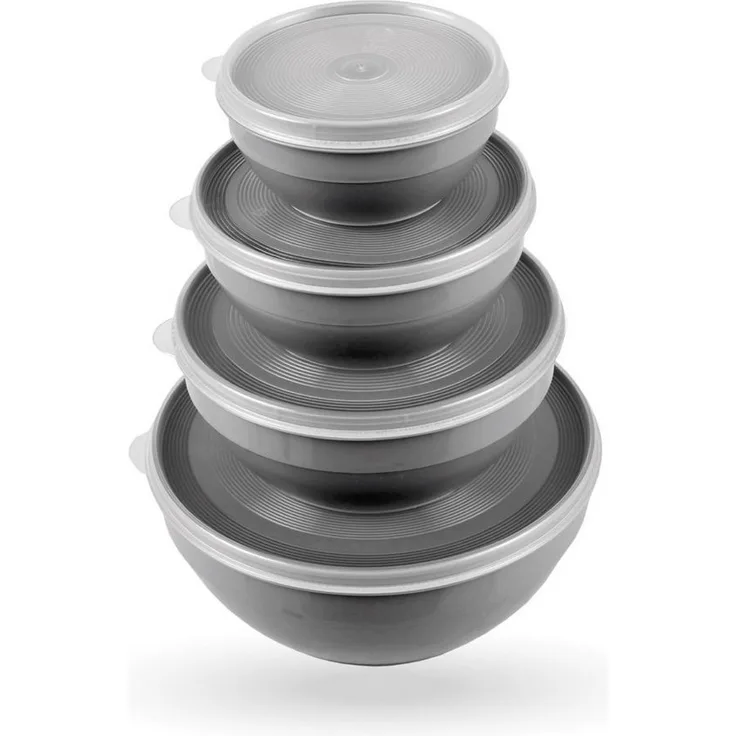 Pro Home Vorratsdose stapelbar "rund", 4er Set aus Kunststoff, Mikrowellengeeignet, Spülmaschinenfest, 0,5 - 2,5 Liter
