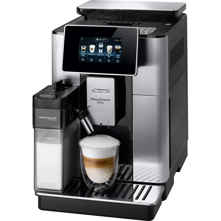 De'Longhi PrimaDonna Soul ECAM 610.75.MB Kaffeevollautomat, Einsaugsystem, 2 Liter Wassertank, mit Milchsystem und integriertem Mahlwerk – Bild 1