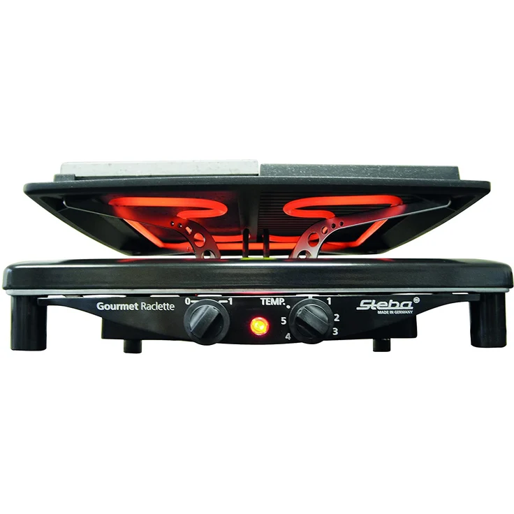 Steba RC 4 Plus Raclette-Grill, 29 x 29 cm, antihaftbeschichtet, 1450 Watt, für 4 Personen, schwarz, edelstahl – Bild 4