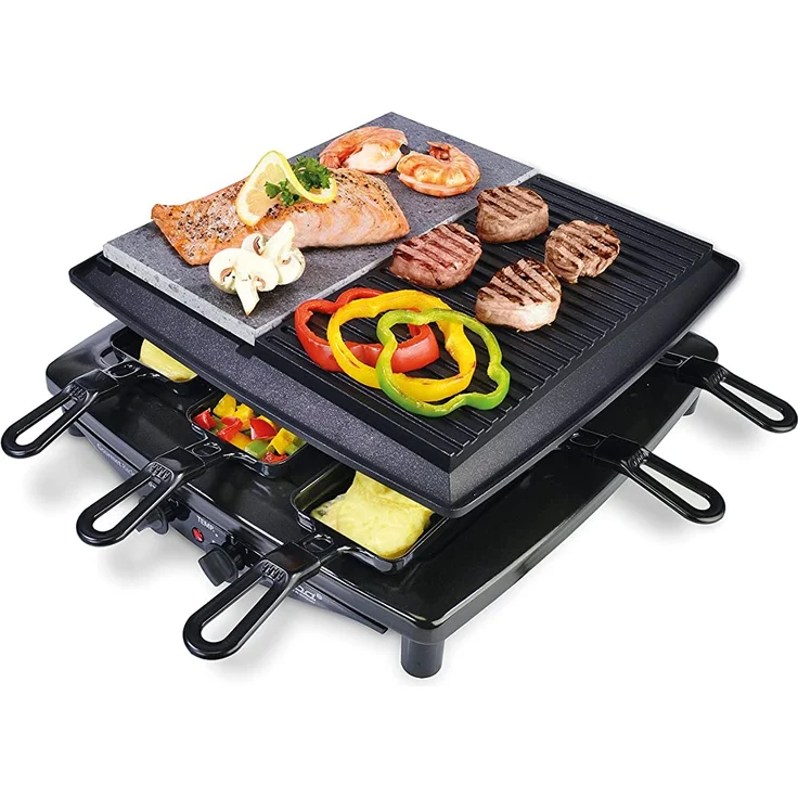 Steba RC 4 Plus Raclette-Grill, 29 x 29 cm, antihaftbeschichtet, 1450 Watt, für 4 Personen, schwarz, edelstahl – Bild 5