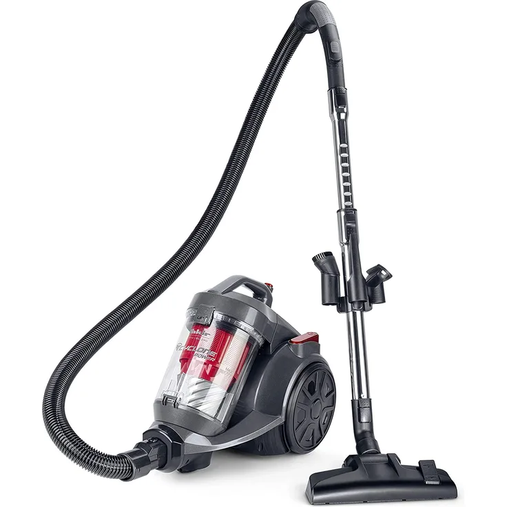 Fakir BL 240 Trend-beutelloser-Bodenstaubsauger, Sauger-ohne-Beutel mit Hocheffizienzmotor, HEPA-Filter, langes Kabel, sehr leise, großer Aktionsradius, anthrazit-rot - 700 Watt