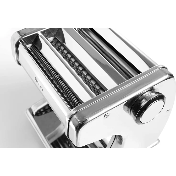 Hendi Pastamaschine, Elektrisch, für die Zubereitung von frischer pasta, Teigroller, Tagliatelle, Fettucine, Breite des Teigs bis zu 140mm, 7 stufig einstellbar 0,2-2,5mm, 258x218xH232mm, Edelstahl – Bild 4