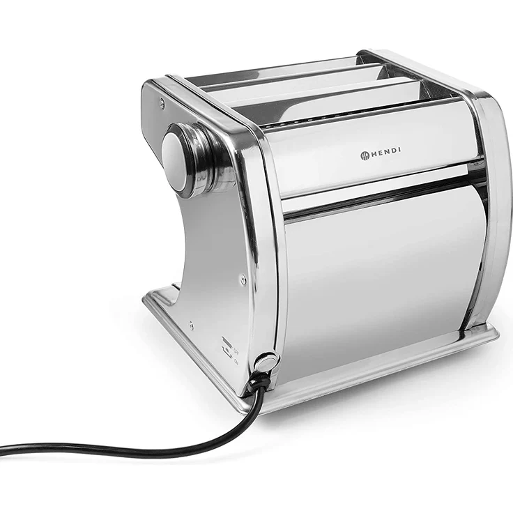 Hendi Pastamaschine, Elektrisch, für die Zubereitung von frischer pasta, Teigroller, Tagliatelle, Fettucine, Breite des Teigs bis zu 140mm, 7 stufig einstellbar 0,2-2,5mm, 258x218xH232mm, Edelstahl – Bild 5