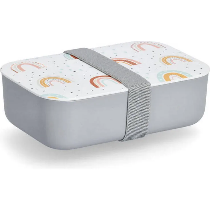 XXXL Lunchbox Rainbow, graue Kunststoff-Brotdose, 12.5x6x19 cm, hygienisch und leicht zu reinigen, für Schule und Ausflüge