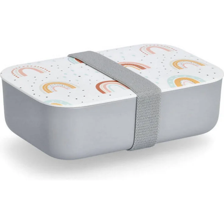 XXXL Lunchbox Rainbow, graue Kunststoff-Brotdose, 12.5x6x19 cm, hygienisch und leicht zu reinigen, für Schule und Ausflüge