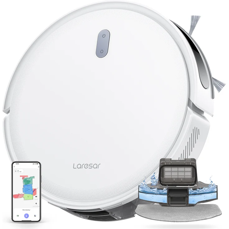 Laresar L10, 3-in-1 Staubsauger Roboter mit 6500Pa Saugleistung und SOF LiDAR-Technologie, APP/Alexa-kompatibel, Schwarz