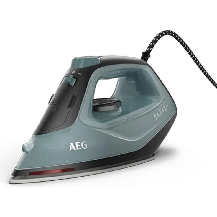 AEG SI5-2-6OG Dampfbügeleisen / 2400W / variabler Vertikaldampfstoß / Feinspray / 24% Recyclingkunststoff / Restwärmeanzeige / 2m Kabel / 180° drehbar / Anti-Kalksystem / Keramikbügelsohle / grün-grau – Bild 1
