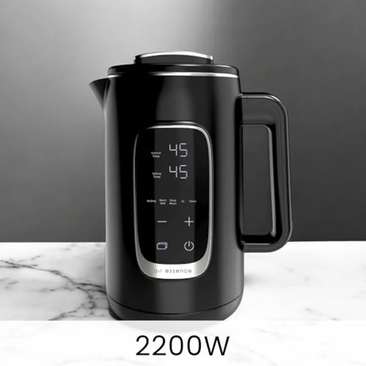 Air Essence LuminaTi Black MAX, elektrischer Wasserkocher mit Temperatureinstellung, Entchlorungs- und Entkalkungsfunktion, 2200W, 1,5L, Edelstahl – Bild 4
