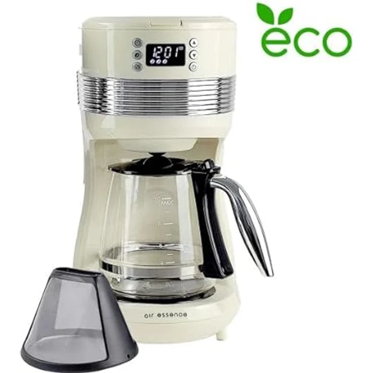 Air Essence Filterkaffeemaschine Aroma Overflow, 1.4L Kaffeekanne, Wiederverwendbarer Überlauffilter - waschbar und wiederverwendbar, Creme – Bild 2