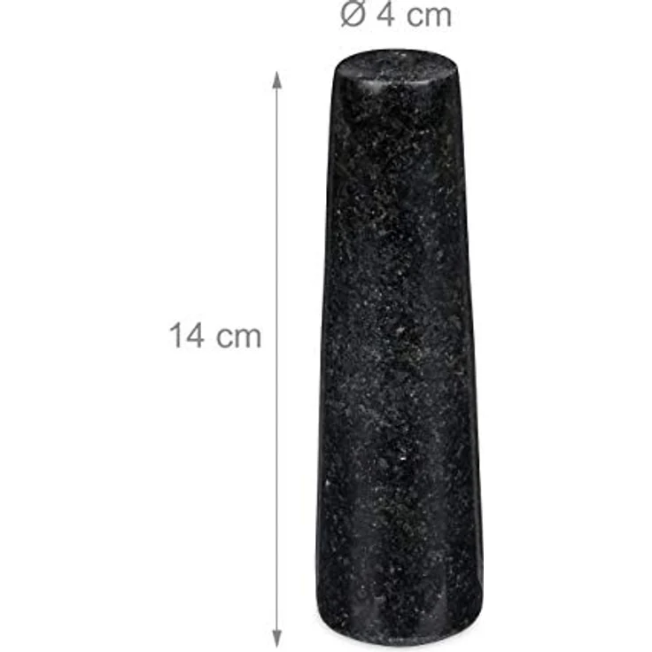 Relaxdays Granit Mörser mit Stößel, robust & langlebig, Gewürze, Kräuter, polierter Steinmörser, Ø 12 cm, 300ml, schwarz – Bild 6