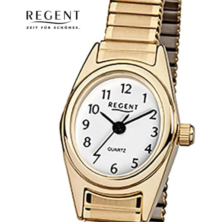 Regent Armbanduhr Damen Zugarmband F 263, Quarzuhr, gelbgold – Bild 4