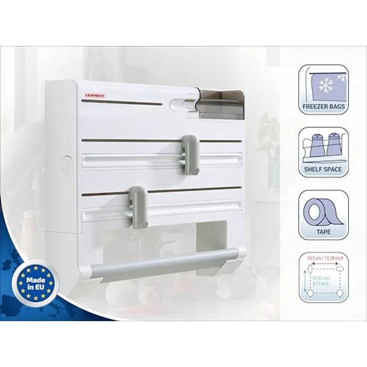 Leifheit Wandrollenhalter Parat Plus ComfortLine-Serie, für jede Küche, bewährter Schneidabroller für Alu- und Klarsichtfolie, Folienschneider mit Spezialmesser – Bild 3