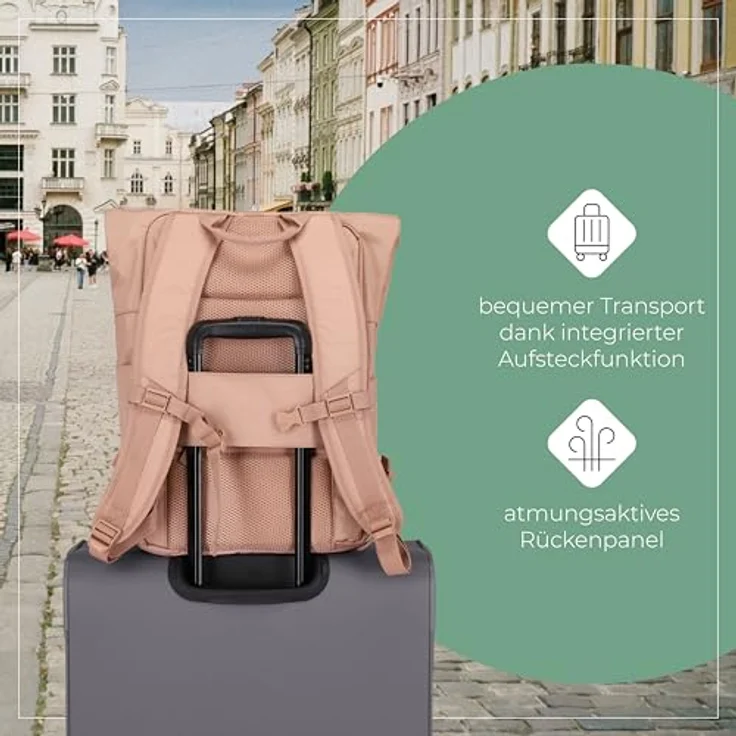 travelite BASICS Rollup Rucksack, Arbeitsrucksack mit gepolstertem Laptopfach bis 15,6 Zoll, atmungsaktive Rückwand, vielseitig einsetzbar in Trendfarben – Bild 7