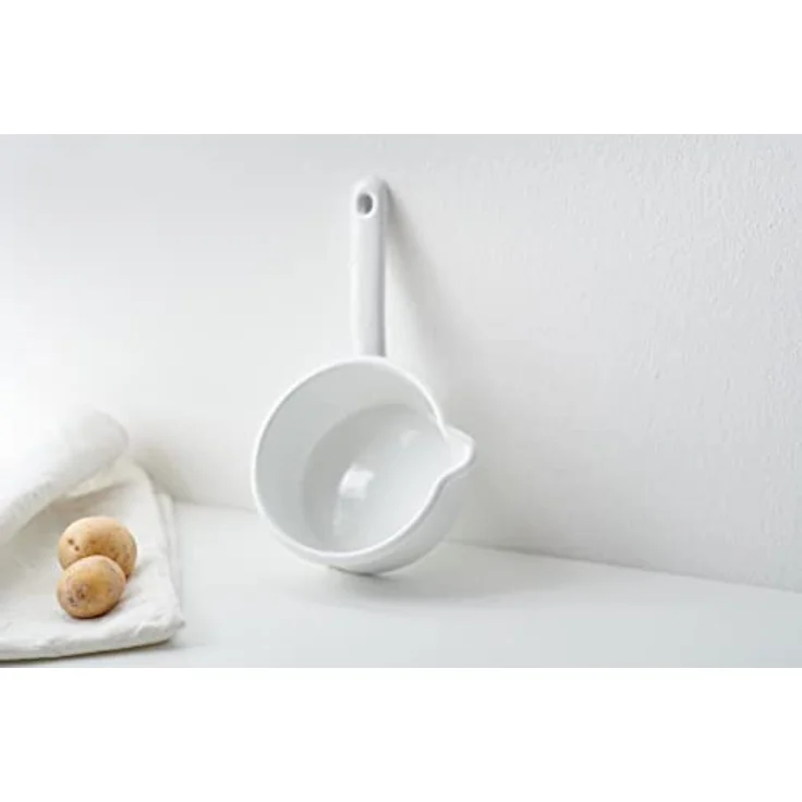 Riess, 0035-033, Stielkasserolle mit großem Ausguss 12, CLASSIC- WEISS, Durchmesser 12 cm, Inhalt 1/2 Liter, Höhe 6 cm, Emaille, weiß, Induktion – Bild 2