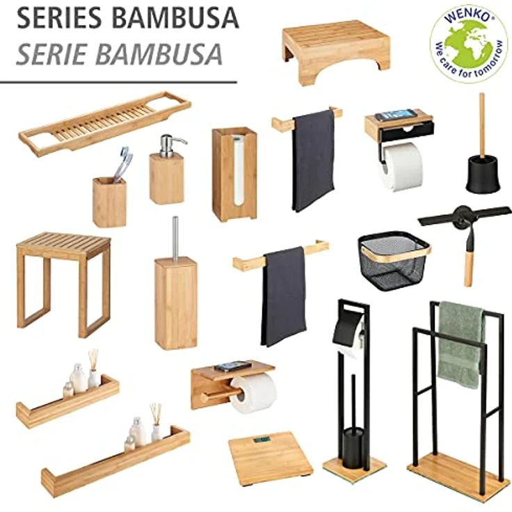 WENKO Personenwaage Bambusa, digitale Holzwaage aus echtem Bambus, mit LCD-Display, Körperwaage für ein warmes Fußgefühl, Personenwaage bis zu 180 kg, Waage inkl. Batterien, 30 x 2,7 x 30 cm, Natur – Bild 5