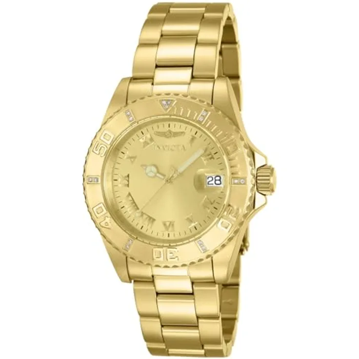 Invicta Armanduhr Herren Chronograph Pro Diver 12820, Quarzuhr, 40 mm, gelbgold