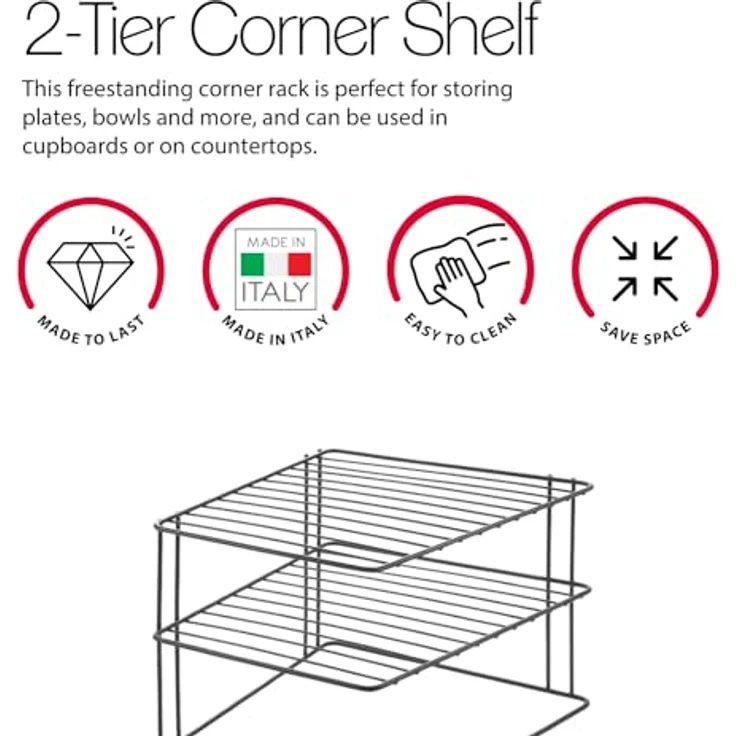 Metaltex Palio Lava Eckschrankeinsatz 2-Etg 25x25x19cm TouchTherm ,Schwarz,3 PIANI – Bild 3