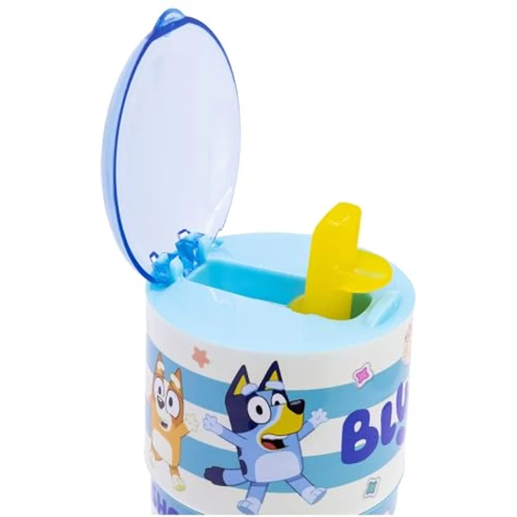 Storline Bluey Trinkflasche, 350ml aus Kunststoff mit klappbarem Trinkverschluss, auslaufsicher – Bild 4