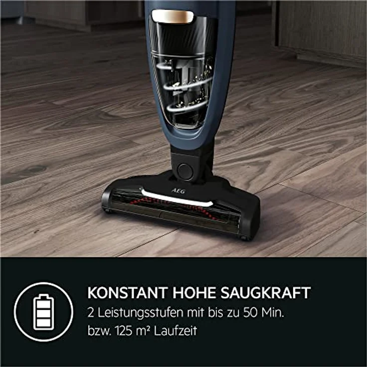 AEG QX7-1-I360 Akku Staubsauger kabellos / Staubsauger beutellos / leise / Handstaubsauger Akku / 50 min Laufzeit / leicht / Hartboden / 2in1 / Tierhaare / Hund / Katze / Teppich / Auto / blau – Bild 4