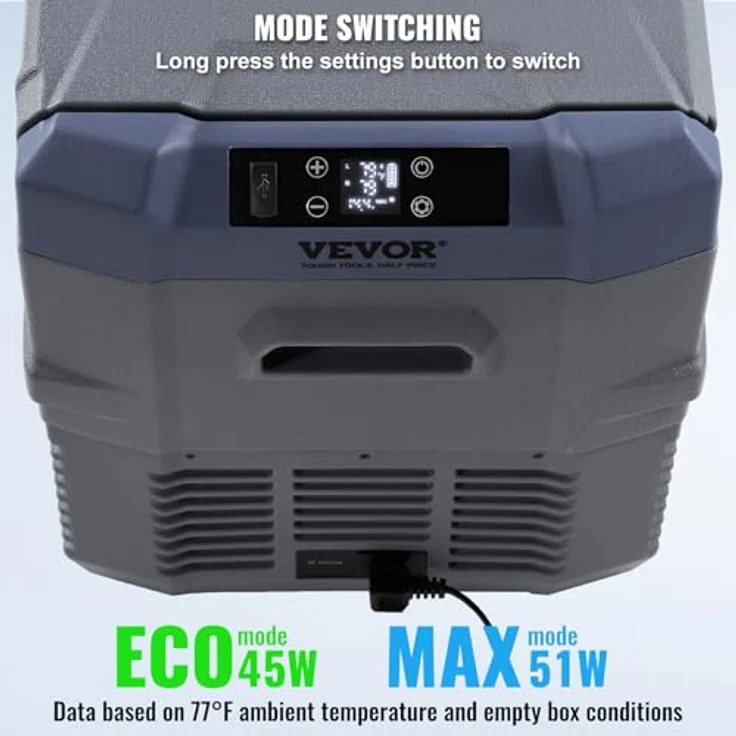 VEVOR Autokühlschrank, tragbarer 32 L Gefrierschrank mit zwei Zonen, einstellbarer Bereich von -20~20 ℃, 12/24 V DC / 100-240 V AC-Kompressorkühler, für Outdoor, Camping – Bild 5