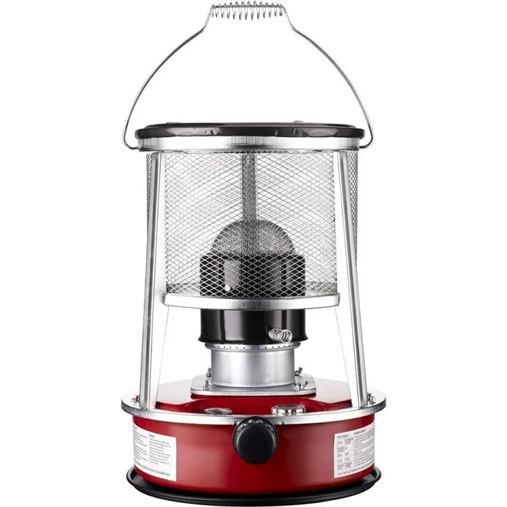 Extralink Aladdin EX.30783, tragbarer Kerosinheizer in Rot und Silber, 9000 BTU/H, 15-18 Stunden Betriebszeit, ideal für Camping und Notfälle
