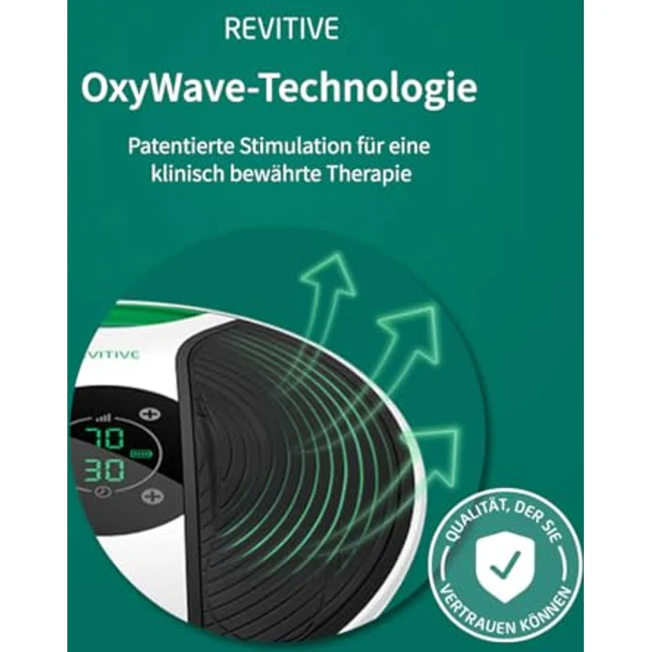 REVITIVE EMS-Fußmassage-Gerät Medic, Durchblutungs-Stimulator mit patentierter OxyWave Technologie, lindert Schmerzen, Schwellungen und Krämpfe, kabellos – Bild 5