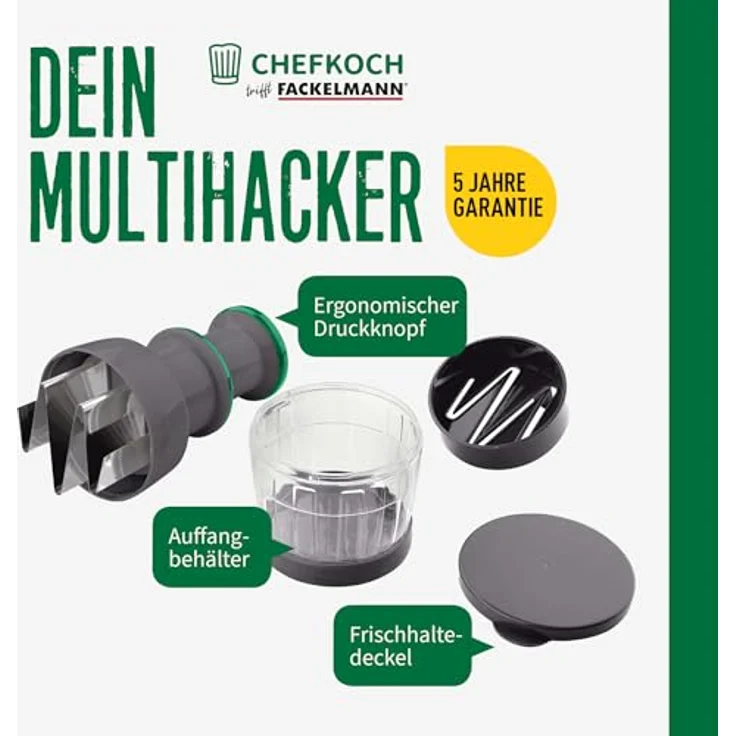Chefkoch Gemüseschneider 2-teilig – Multihacker zum Zerkleinern von Zwiebeln, Gemüse, Kräuter & Co. – Zwiebelschneider mit scharfen Rotationsklingen – Bild 2