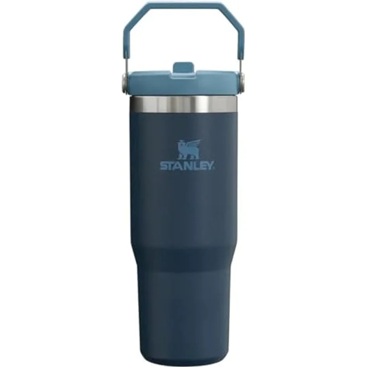 STANLEY Ice Flow Go Trinkhalmbecher, 870 ml Fassungsvermögen, Marineblau - Doppelwandige Vakuumisolierung, Auslaufsicher, Integrierter Griff – Bild 1