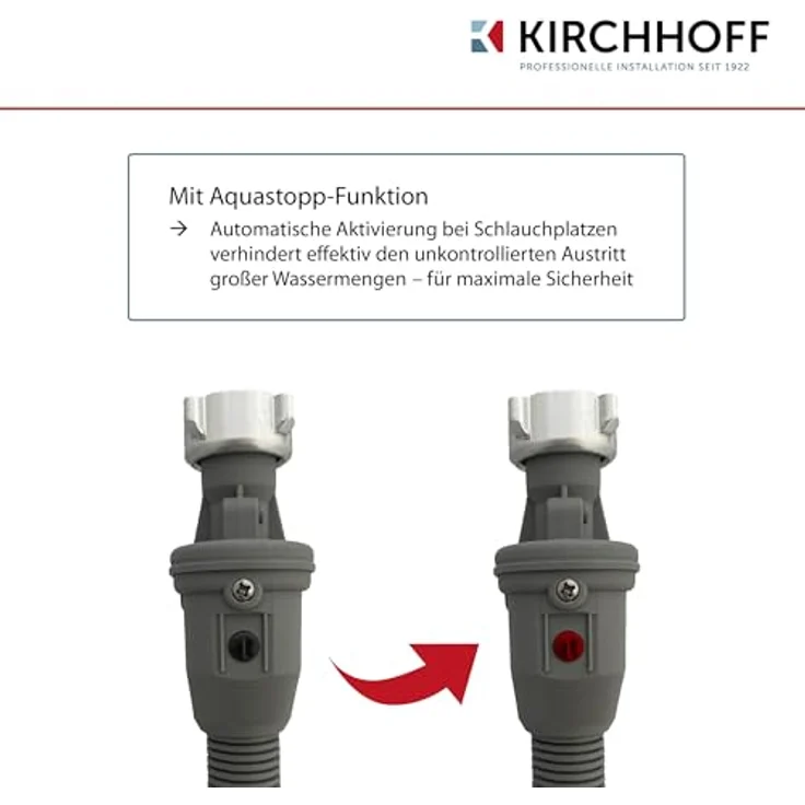 Kirchhoff Sicherheits-Zulaufschlauch 24,2 mm (3/4 Zoll IG) x 3 m, optimaler Schutz vor Wasserschäden für größere Distanzen – Bild 6