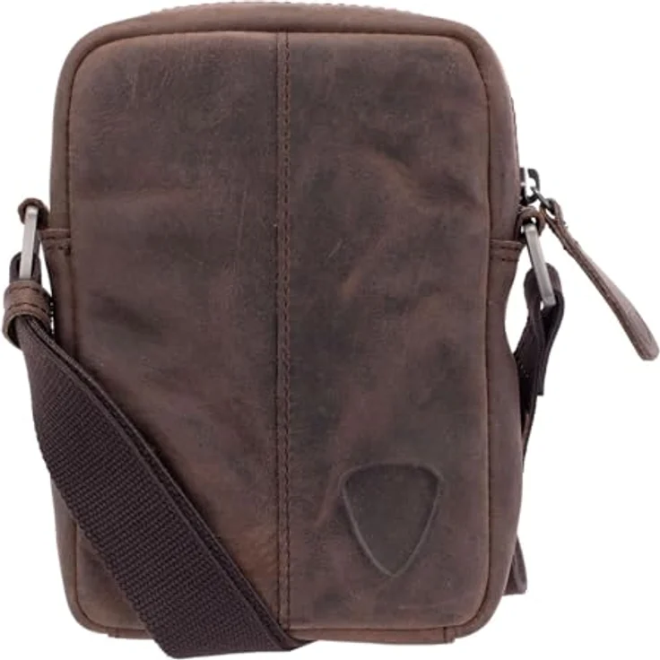 Strellson Richmond Clint Shoulderbag, dunkelbraune Umhängetasche aus hochwertigem Rindsleder, verstellbarer Schulterriemen, kompakte Maße 13x18,5x4,5 cm – Bild 3