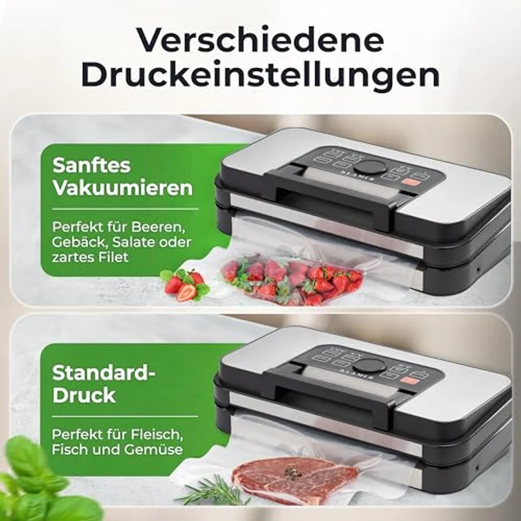 KLAMER Premium Vakuumiergerät für Lebensmittel - doppelte Versiegelungsnaht (silber) – Bild 4