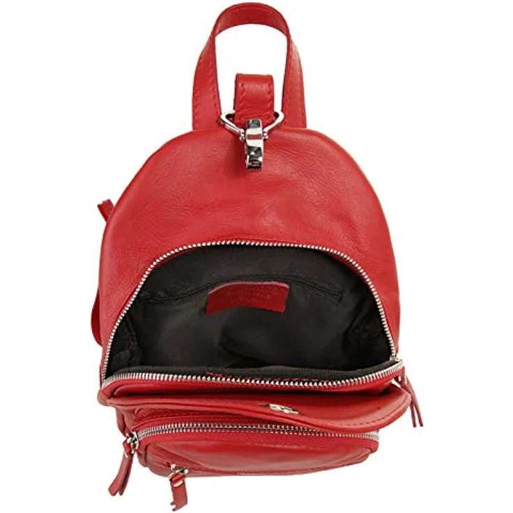 Samantha Look Cityrucksack, echt Leder, Made in Italy, kompaktes Format, trendiger Karabiner, grün – Bild 5