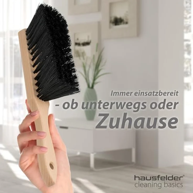 Hausfelder Handfeger Holz klein, 2er Set Handbesen mit weichen Borsten, 28 cm für Auto, Garten und Camping, Naturholz – Bild 5